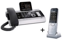Analog / ISDN / VoIP / DECT Basisstation mit Piezohrer, DECT-Handteil + Headset