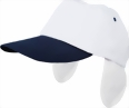 Baseball Cap (weiss / blau) mit eingenhtem Abschirmstoff und ausklappbaren Ohrschtzern