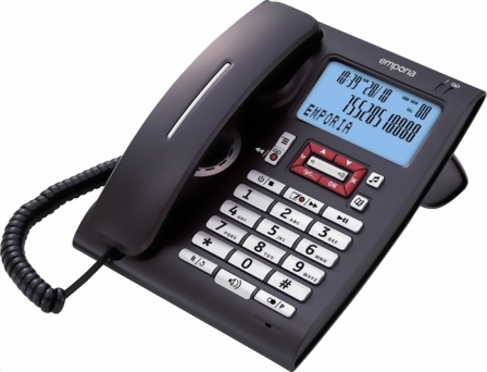 Emporia T14AB (mit Piezo - Hrer) - Farbe schwarz Anrufbeantworter, Clip, Freiprecheinrichtung und Piezohrer in schwarz