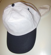 9060001_big.jpg Baseball Cap (weiss / blau) mit eingenähtem Abschirmstoff und ausklappbaren Ohrschützern